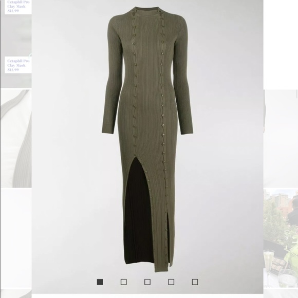 Jacquemus Rib-Knit Buttoned Dress In khaki. MESSAGE BEFORE BUYING - Picture 10 of 11